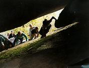 Entering the cavern.